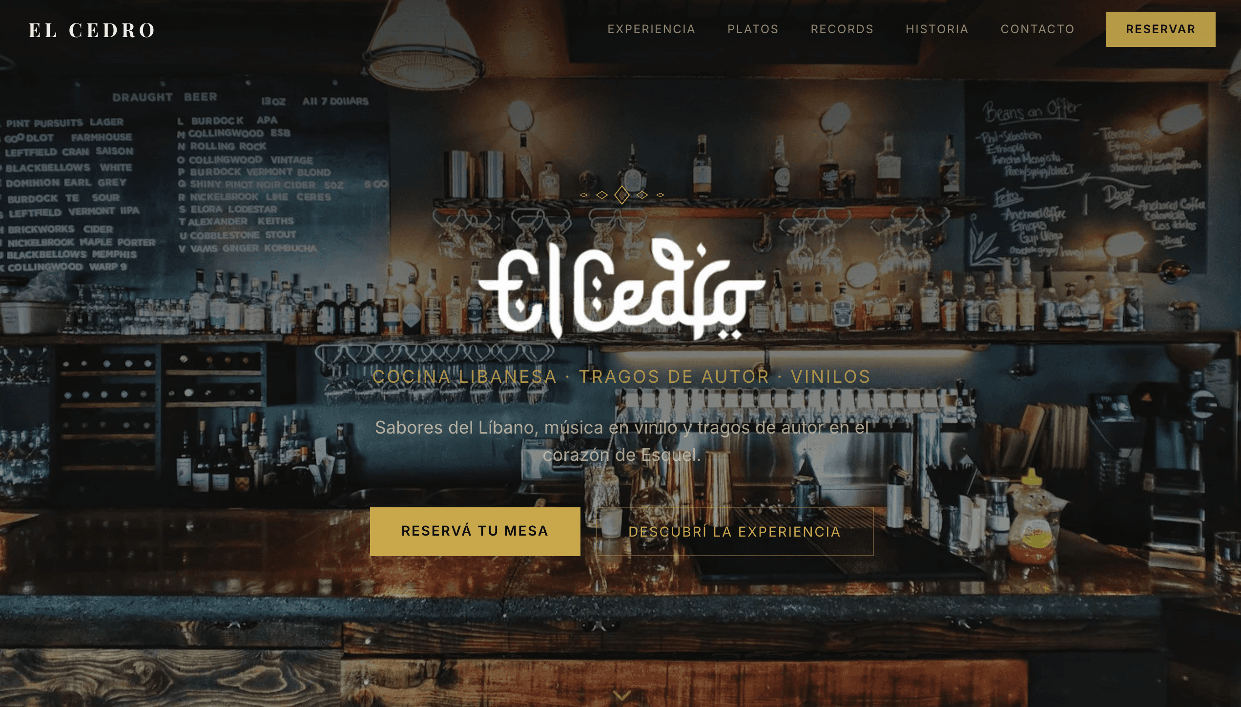 Landing page de El Cedro, restaurante libanés-árabe en la Patagonia — demo de Manivela